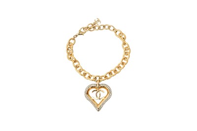 Lot 374 - Chanel Crystal CC Heart Bracelet