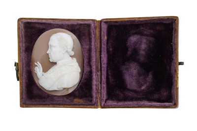 Lot 382 - 19TH CENTURY CARVED CAMEO DEPICTING A POPE IN PROFILE