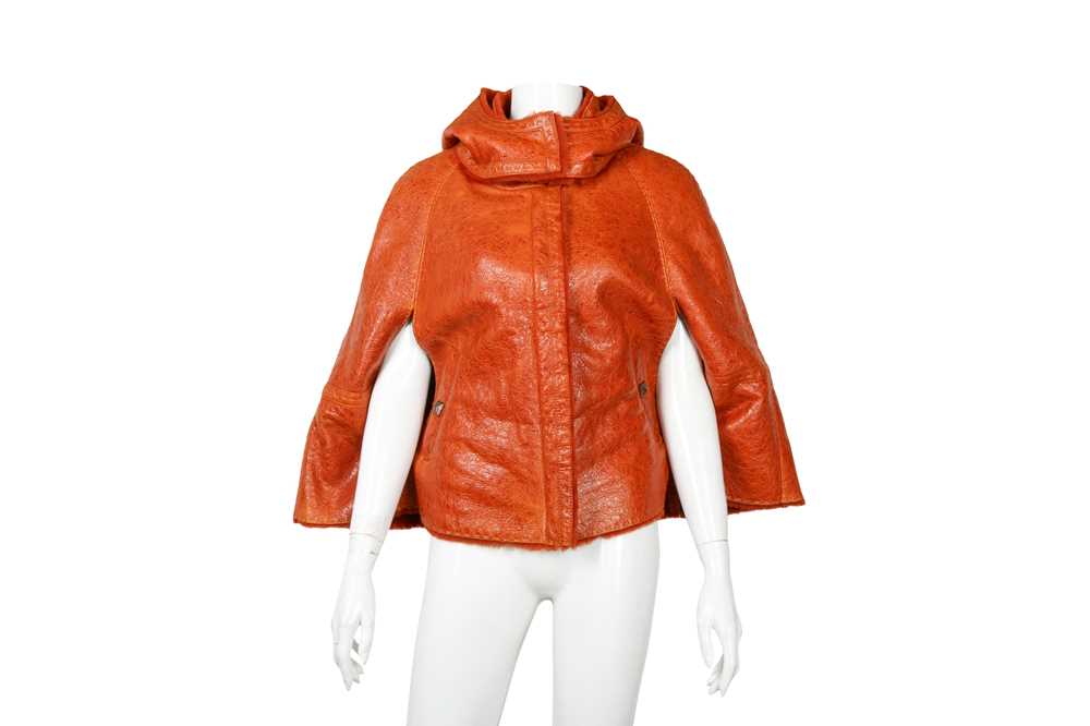 Lot 23 - Escada  Sport Orange Shearling Cape Jacket - Size 36