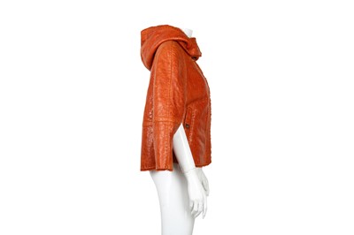 Lot 23 - Escada  Sport Orange Shearling Cape Jacket - Size 36