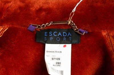 Lot 23 - Escada  Sport Orange Shearling Cape Jacket - Size 36