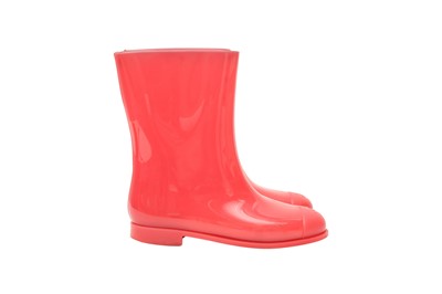 Lot 90 - Chanel Pink Rubber CC Rain Boot - Size 38