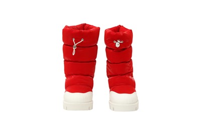 Lot 47 - Christian Louboutin Red Oriona Lug Heeled Boot - Size 37