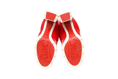 Lot 47 - Christian Louboutin Red Oriona Lug Heeled Boot - Size 37