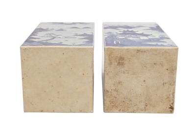 Lot 49 - A PAIR OF CHINESE BLUE AND WHITE 'LANDSCAPE' TEA JARS