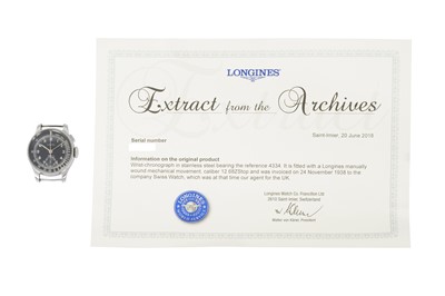 Lot 6 - A GENTS RARE LONGINES MONOPUSHER WRISTWATCH