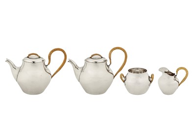 Lot 251 - A mid-20th century French 950 standard silver four-piece tea service, Paris circa 1950 by Tétard Frères (reg. 19th Feb 1903) retailed by Tiffany