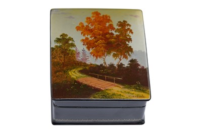 Lot 668 - A RUSSIAN LAQUER BOX - AUTUMN SCENE