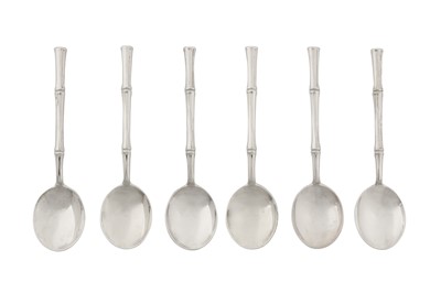 Lot 272 - A set of six mid-20th century American sterling silver soup spoons, New York circa 1970 by Tiffany and Co