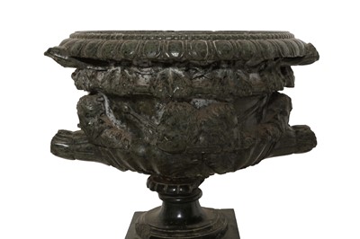 Lot 7 - A 19TH CENTURY CARVED MARBLE REDUCTION OF THE WARWICK VASE