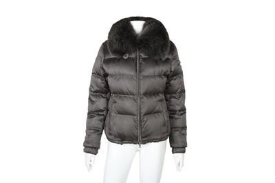 Lot 148 - Prada Grey Quilted Down Fur Trim Jacket - Size 42