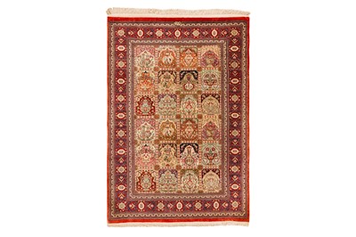 Lot 95 - AN EXTREMELY FINE SIGNED SILK QUM RUG, CENTRAL PERSIA