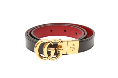 Lot 407 - Gucci Black Marmont GG Reversible Belt - Size 75