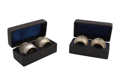 Lot 88 - TWO CASED PAIRS OF EARLY 20TH CENTURY ANGLO – INDIAN UNMARKED SILVER NAPKIN RINGS, CALCUTTA CIRCA 1920