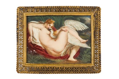 Lot 9 - MINIATURE PAINTING WITH LEDA AND THE SWAN