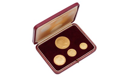 Lot 298 - EDWARD VII GOLD CORONATION PROOF SET 1902 IN RED CASE