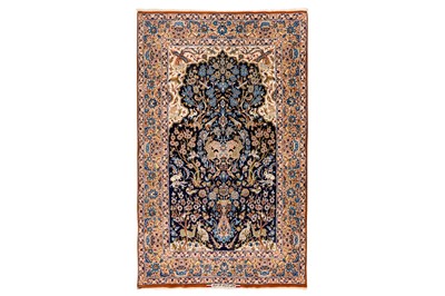 Lot 42 - AN EXTREMELY FINE PART SILK SIGNED ISFAHAN PRAYER RUG, CENTRAL PERSIA