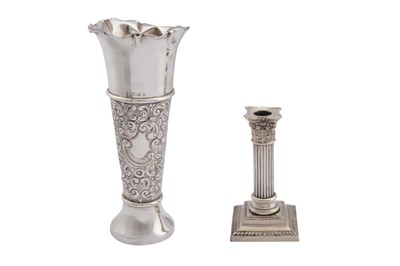 Lot 182 - An Edwardian sterling silver vase, Sheffield 1903 by Walker and Hall