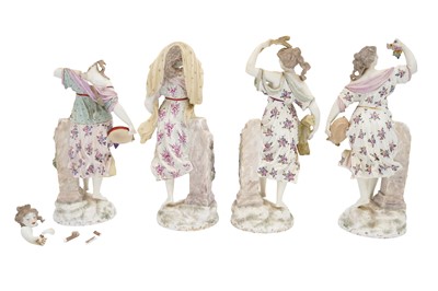 Lot 567 - A GROUP OF FOUR LIMOGES GIBUS & REDON PORCELAIN FIGURINES OF FOUR SEASONS