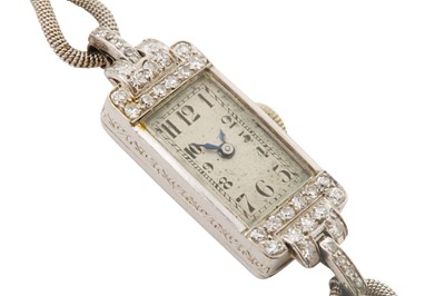 Lot 59 - AN ART DECO DIAMOND COCKTAIL WATCH