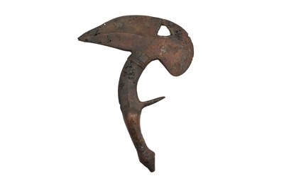 Lot 683 - KOTA TRIBE, GABON; A BRONZE CURRENCY THROWING KNIFE / AXE, 19TH CENTURY