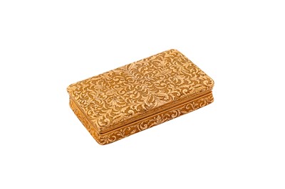 Lot 1 - An early 19th century French 18 carat gold snuff box, Paris 1827-38 by Louis François Tronquoy (active 1827-71)