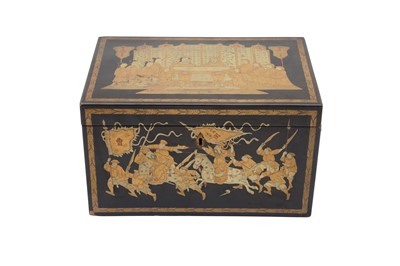 Lot 634 - A CHINESE LACQUERED TEA CADDY