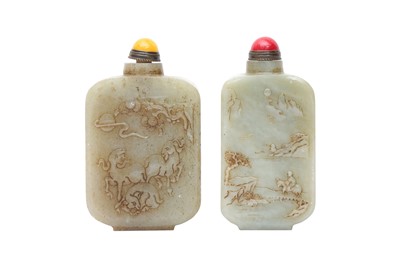 Lot 275 - A CHINESE JADE SNUFF BOTTLE AND A HARDSTONE SNUFF BOTTLE