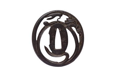 Lot 410 - A JAPANESE CHOSHU IRON SWORD GUARD, TSUBA