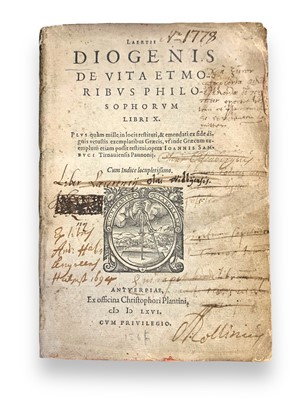 Lot 19 - Diogenes Laertius, De vita et moribus philosophorum libri X