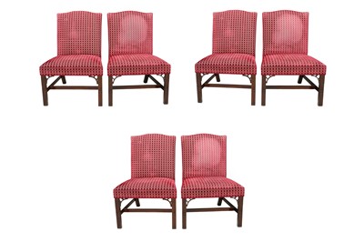 Lot 770 - A SET OF SIX REGENCY-STYLE CHAIRS (RED FABRIC)