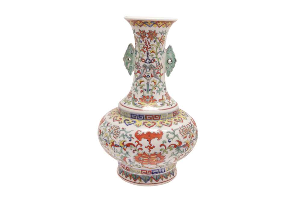 Lot 598 - A CHINESE DOUCAI 'BATS AND LOTUS' VASE