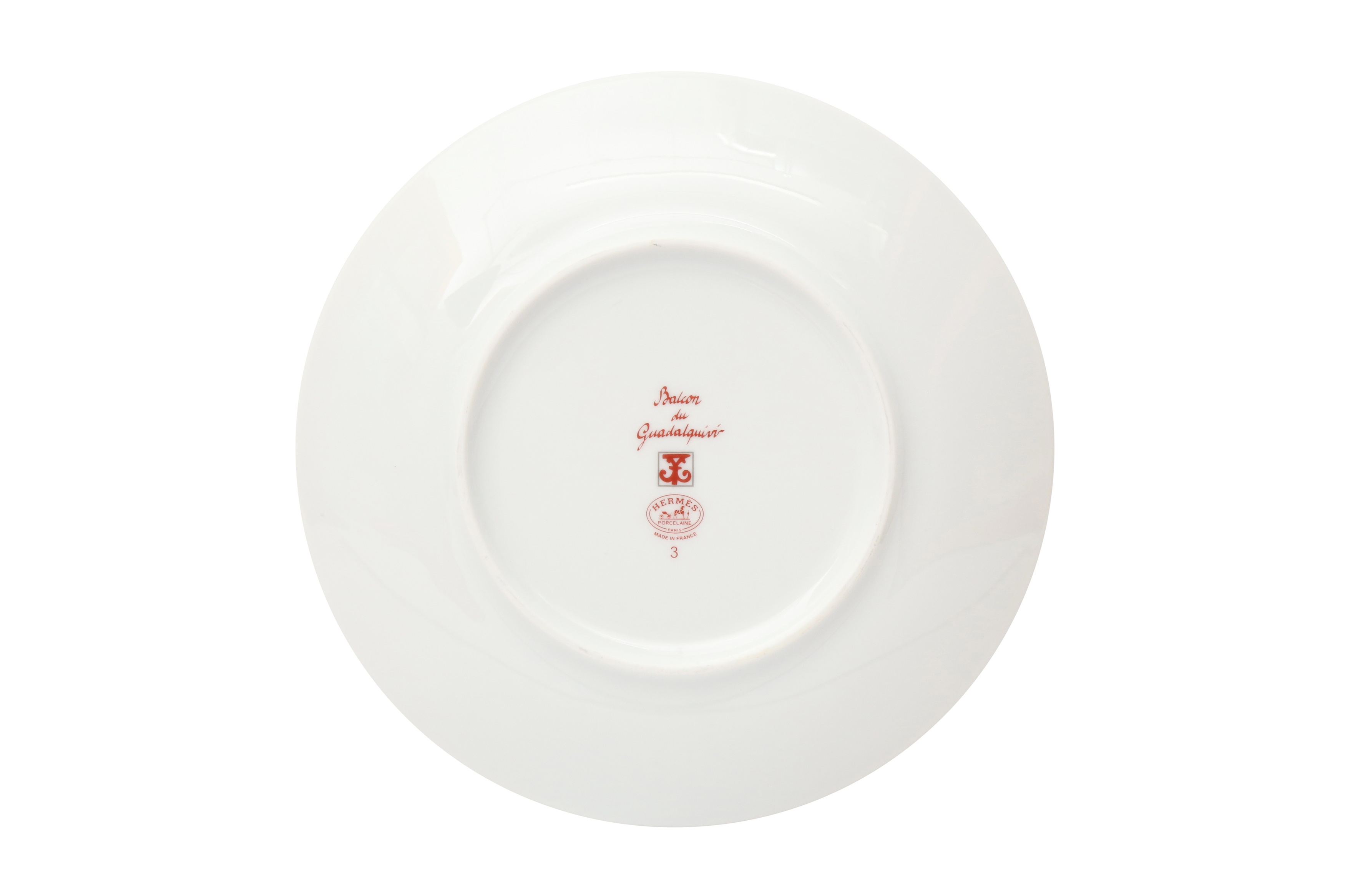 Assiettes à Soupe Hermès Balcon Du Guadalquivir - Paire Neuve, Porcelaine, Diamètre 8,7 Pouces