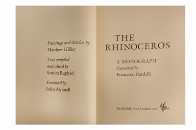 Lot 252 - Saumerez Smith, bookbinder—Nardelli The Rhinoceros: A Monograph – The Author’s copy .