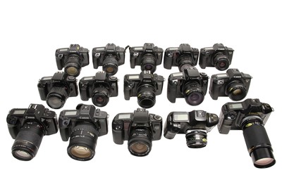 Lot 201 - A Large Group of Canon EOS Film Cameras.