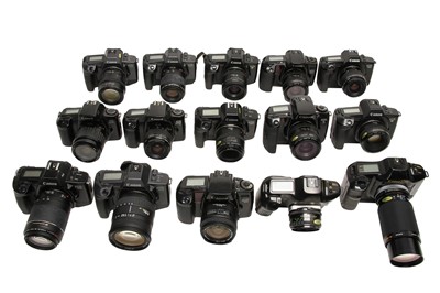 Lot 201 - A Large Group of Canon EOS Film Cameras.