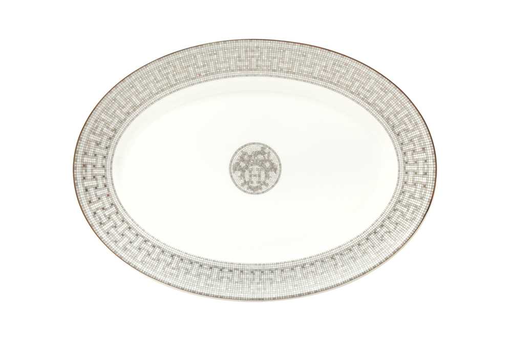 Lot 37 - Hermes ‘Mosaique Au 24 Platinum’ Oval Platter Large Model