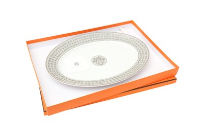 Lot 37 - Hermes ‘Mosaique Au 24 Platinum’ Oval Platter Large Model