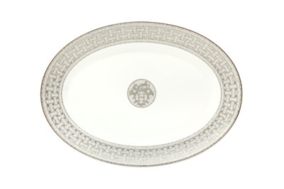 Lot 68 - Hermes ‘Mosaique Au 24 Platinum’ Oval Platter Large Model