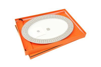 Lot 57 - Hermes ‘Mosaique Au 24 Platinum’ Oval Platters Small Model