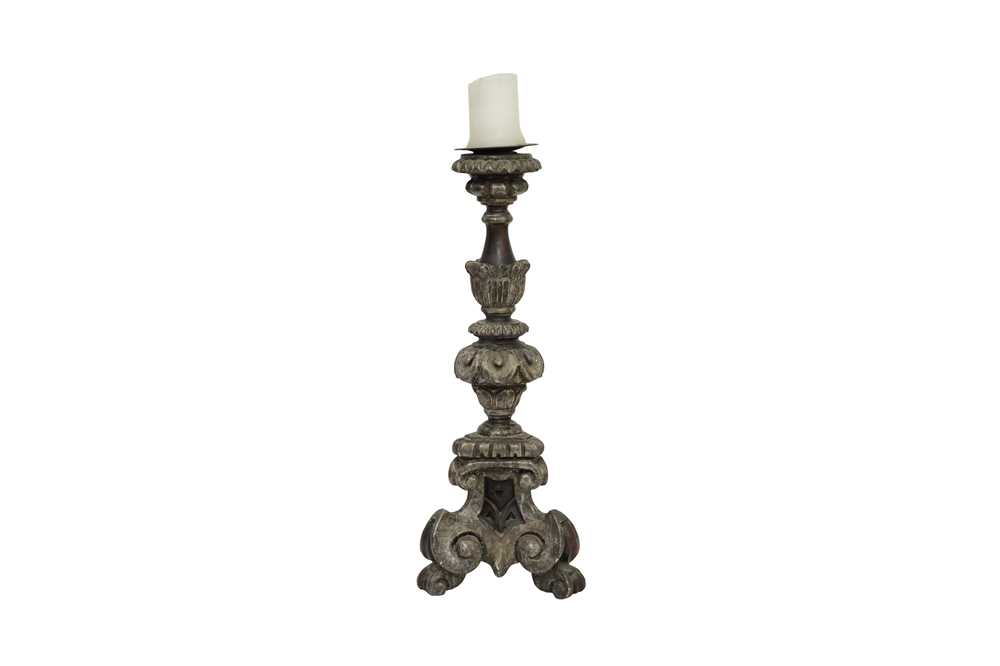 Lot 649 - A 17TH CENTURY STYLE PRICKET CANDLESTICK