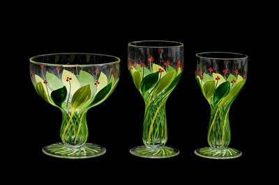 Lot 491 - A COLLECTION OF HAND PAINTED GLASSES