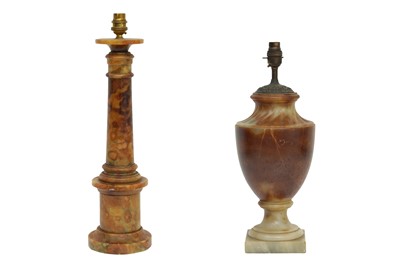 Lot 155 - TWO ONYX TABLE LAMPS