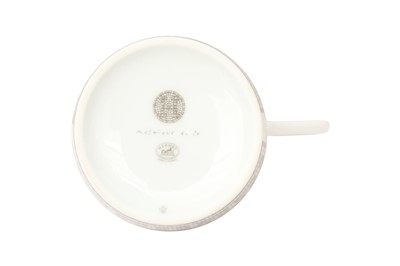 Lot 65 - Hermes ‘Mosaique Au 24 Platinum’ Tea Cups and Saucers
