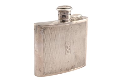 Lot 151 - AN ELIZABETH II STERLING SILVER HIP OR SPIRIT FLASK, LONDON 1968 BY P H VOGEL AND CO