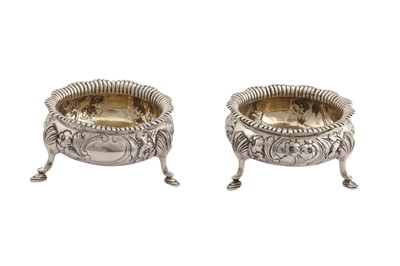Lot 65 - A PAIR OF VICTORIAN STERLING SILVER SALTS, LONDON 1852 BY WILLIAM ROBERT SMILY
