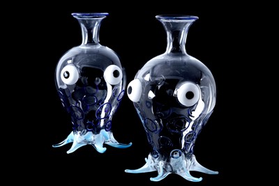 Lot 503 - A PAIR OF MASSIMO LUNARDON GLASS OCTOPUS CARAFES