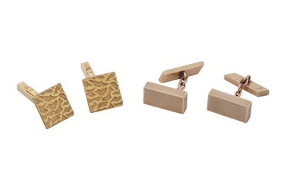 Lot 404 - TWO SETS OF 9CT GOLD CUFFLINKS
