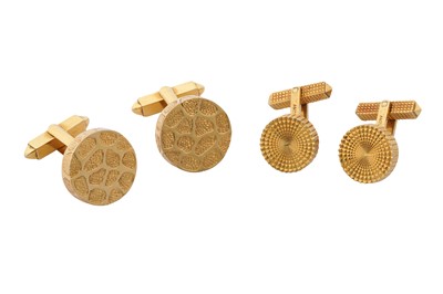 Lot 407 - TWO SETS OF 18CT GOLD CUFFLINKS