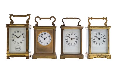 Lot 457 - A GROUP OF FOUR ANTIQUE CARRIAGE CLOCKS